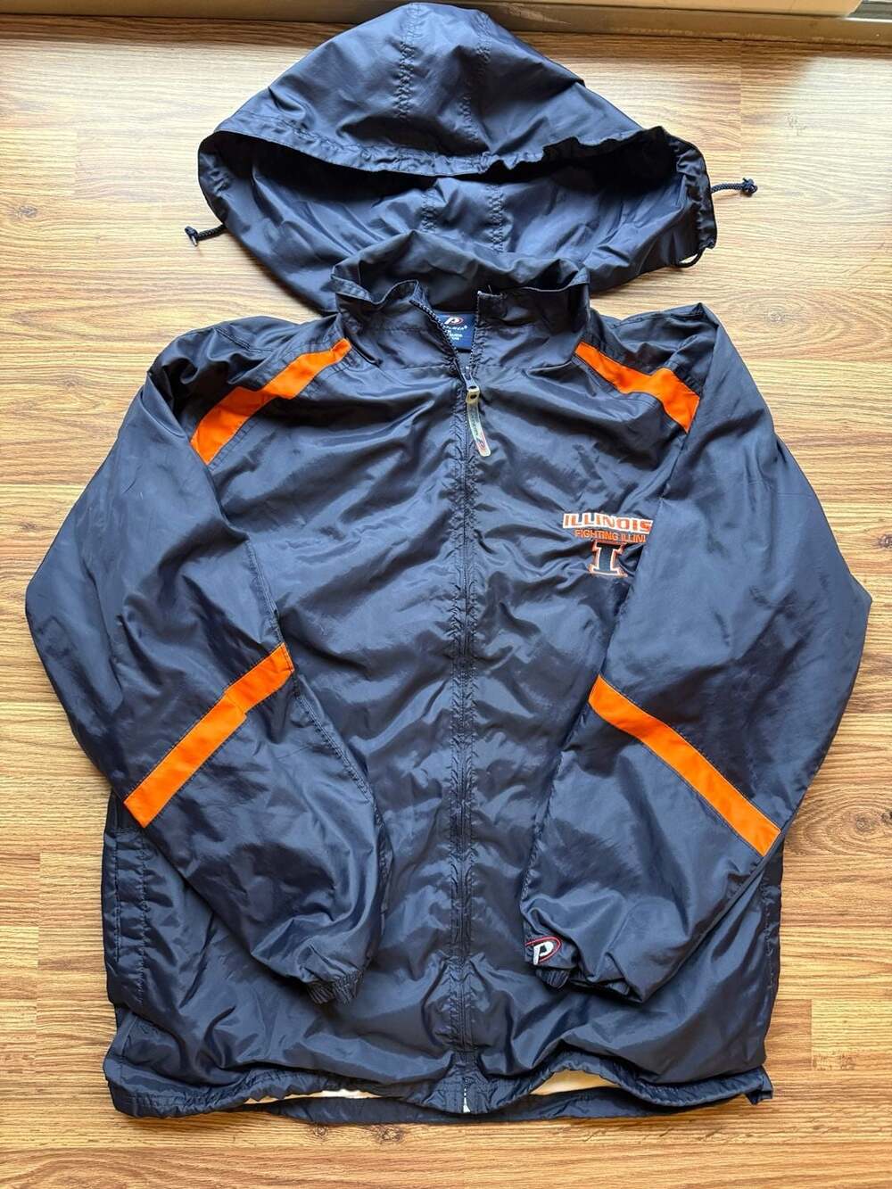 Vintage Pro Player Illinois Fighting Illini Hooded Windbreaker Jacket Medium